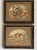 Charming pair of antique French petit point needlework art featuring cottages in soft shades of greens, ivory, tans,...