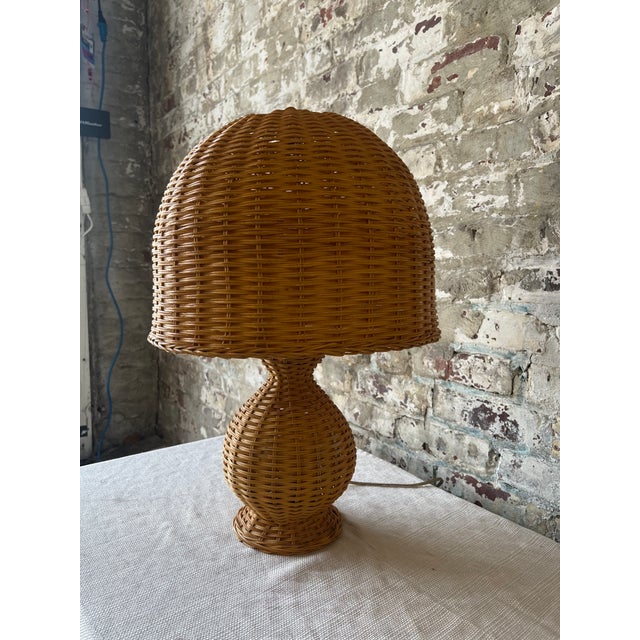 Mid-Century Modern 1960s Boho Chic Small Wicker Table Lamp For Sale - Image 3 of 9