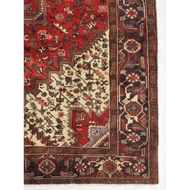 Vintage Hand-Knotted Persian Heriz Rug 8'1" X 10'8" For Sale - Image 4 of 6