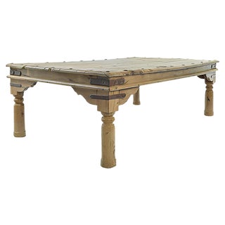 Long Wooden Studded Table Studded For Sale