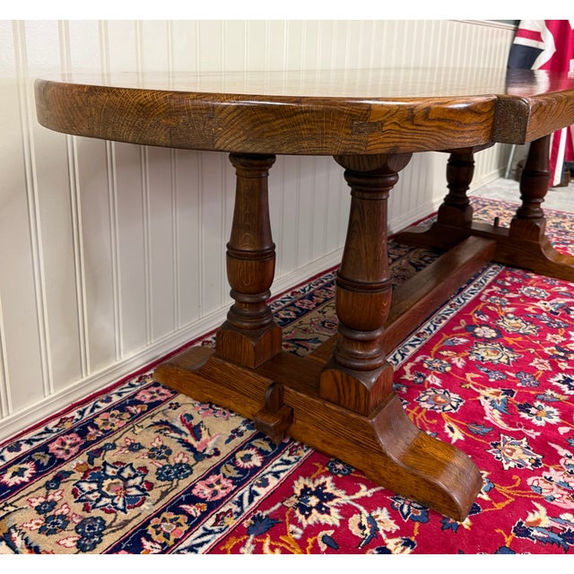 Antique French Country Dining Table Farmhouse Double Baluster Honey Oak 1930s For Sale - Image 11 of 18