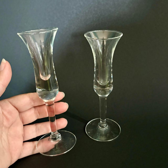 Holmegaard Vintage Holmegaard Cordial Glasses – Set of 2 Tulip Stem Aperitif Glasses – Denmark For Sale - Image 4 of 6