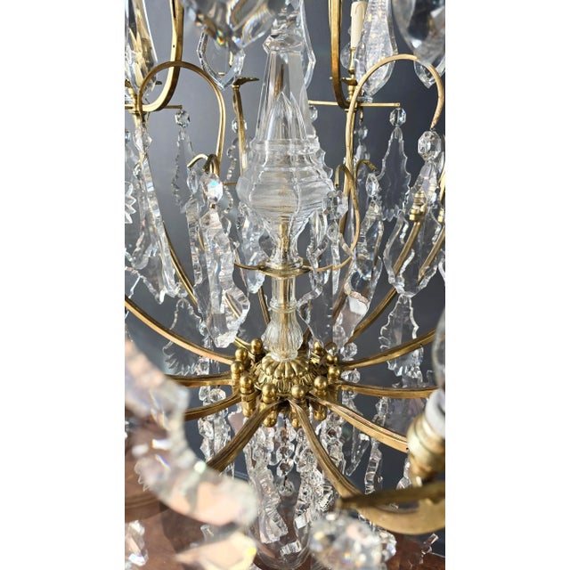 Antique Late 19th Century Lustre a Cage Chandelier Crystal Brass For Sale - Image 11 of 12