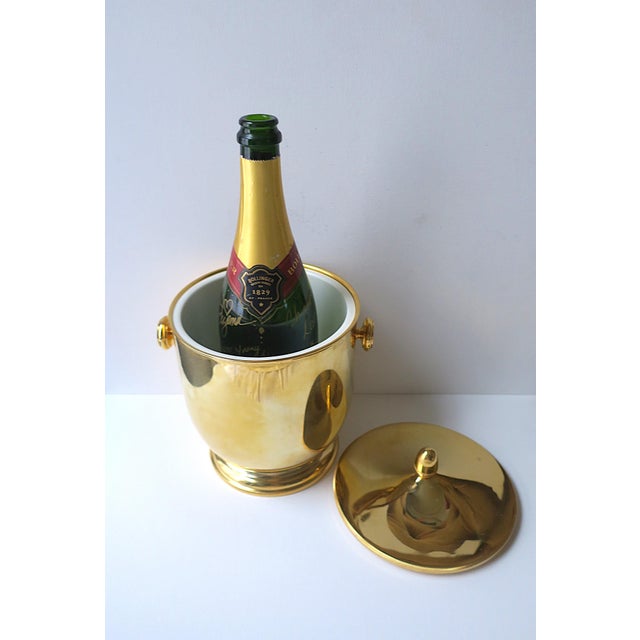 Mid 20th Century Italian Gold Plated Ice Bucket Wine Cooler For Sale - Image 5 of 11