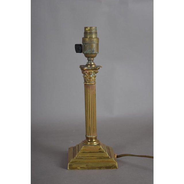 Metal Vintage Patinated Brass Desk Lamp, 1950s For Sale - Image 7 of 8