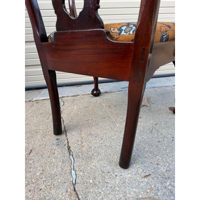 19th Century Antique Chippendale Style Carved Mahogany Open Armchair. For Sale - Image 11 of 12
