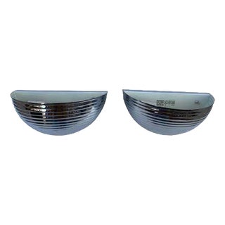 1984 Modern Chrome Ribbed Wall Sconces by Boyd Lighting For Sale