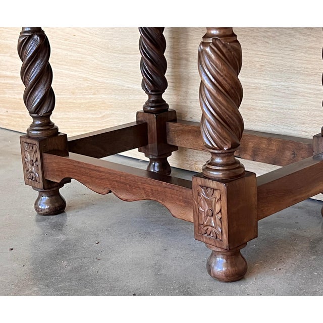 Brown Early 20th Century Spanish Nightstands with Carved Drawers and Solomonic Legs, A Pair For Sale - Image 8 of 18
