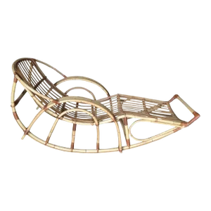 Restored Stick Pencil Rattan Rocking Lounge Chair by Emerson