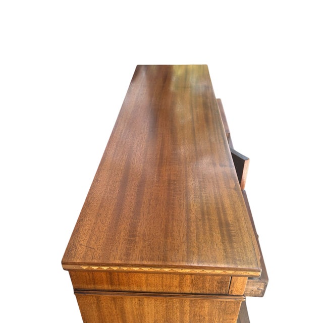 Federal Style Inlaid Mahogany Ladies Tambour Writing Desk & Secretary. For Sale - Image 11 of 12
