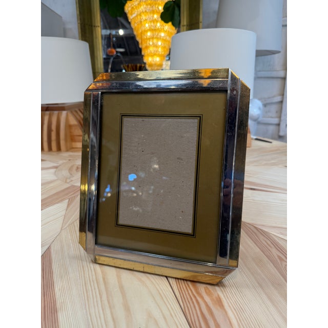 Modern Vintage Brass and Chrome Picture Frame For Sale - Image 3 of 5