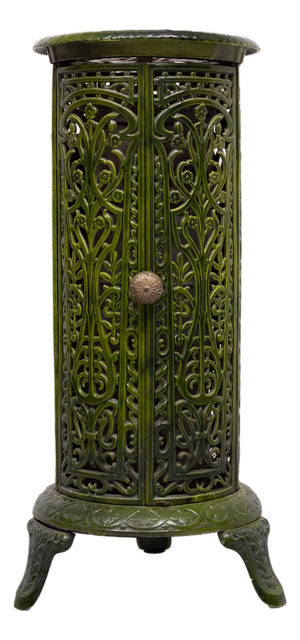 19th Century French Green Enameled Cast Iron Heater Stove, 1890s