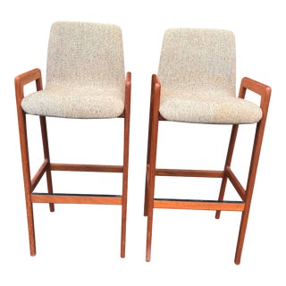 Vintage Danish Teak Barstools Signed Tarm Stole Mobelfabrik- a Pair For Sale