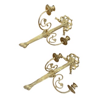 Pair of Brass Georgian Style Candle Sconces For Sale