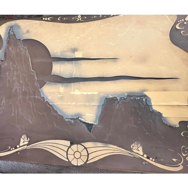1970s Hand-Etched Desert Mountain Landscape Blush Mirrored Wall Decor For Sale - Image 5 of 10