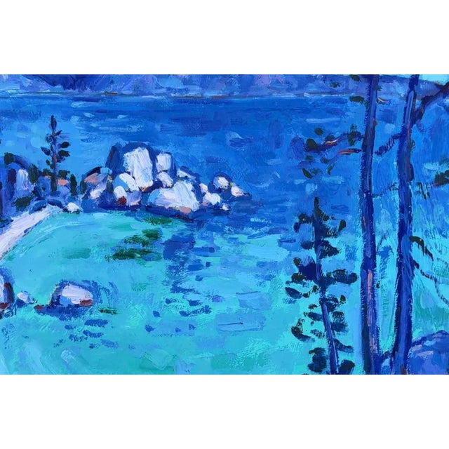 Contemporary Lake Tahoe Blue - Contemporary Oil Painting Original For Sale - Image 3 of 10