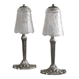 French Art Deco Lamp by Ejg Jean Gauthier 1930s France - A Pair For Sale