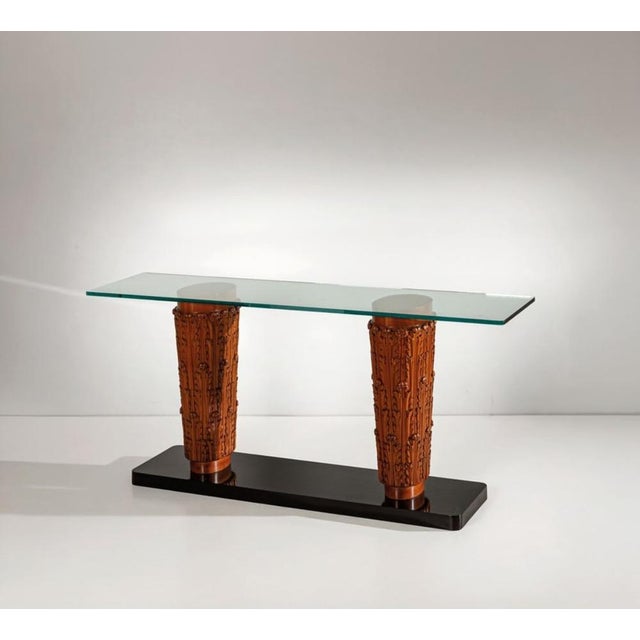 Vintage Console Table in Finely Crafted Wood with Floral Motifs by Pietro Lingeri, 1940s For Sale - Image 10 of 10