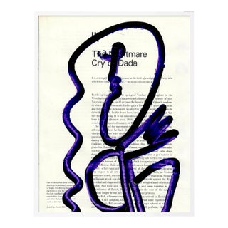 Purple Face 3 by Virginia Chamlee in White Frame, Medium Art Print For Sale