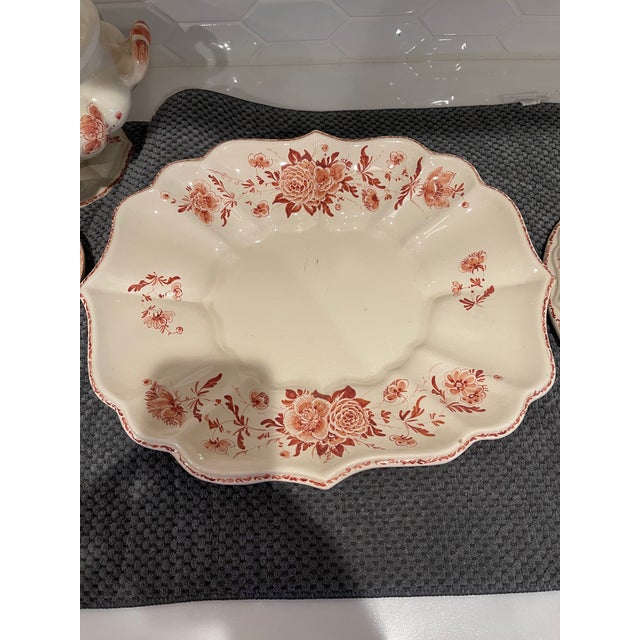 Antique White Vintage Italian Hand Painted Tureen With Underplate and Ladle For Sale - Image 8 of 11