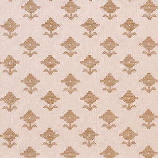 Schumacher Rubia Embroidery Fabric in Blush For Sale