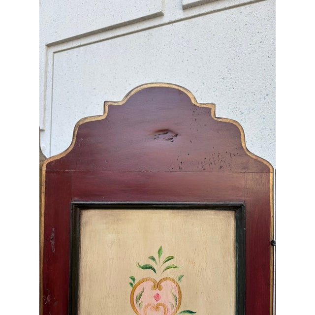 Italian Neoclassical Hand Painted Wood Four Panel Screen, 1950s For Sale - Image 9 of 17