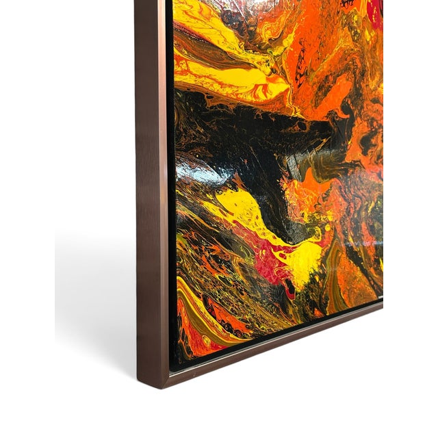 Abstract Richard Mann "Red" Abstract Acrylic Painting in Metal Frame For Sale - Image 3 of 5