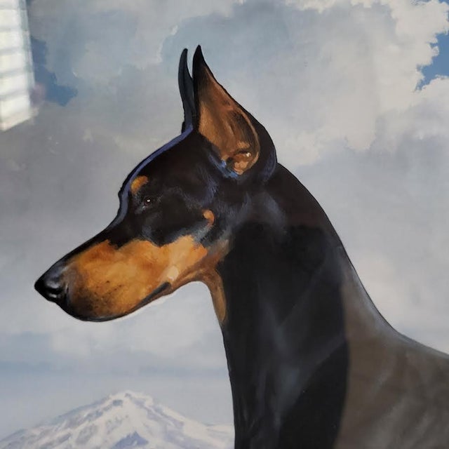 Figurative Stunning Painting Doberman Pinscher Male Dog - Red Rock Background For Sale - Image 3 of 10