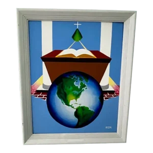 Original Acrylic Painting "Supreme Judgement" MCM Surrealism Signed Rem