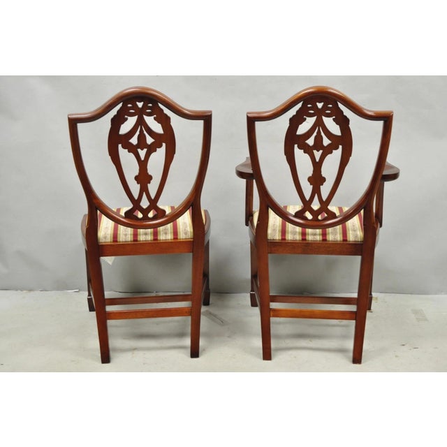 Vintage Sheraton Federal Mahogany Shield Back Dining Room Chairs - Set of 6 For Sale - Image 14 of 16