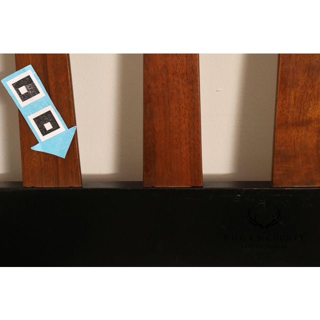 Mid Century Modern King Size Headboard with Ebony Frame and Walnut Bentwood Slats For Sale - Image 13 of 18