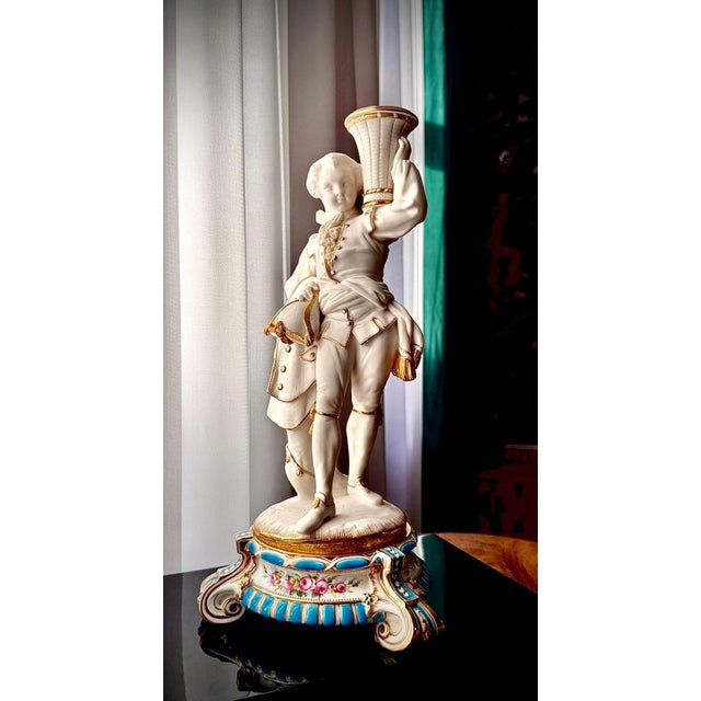 French Bisque Porcelain Figural Candlesticks, 19th Century, Set of 2 For Sale - Image 13 of 18