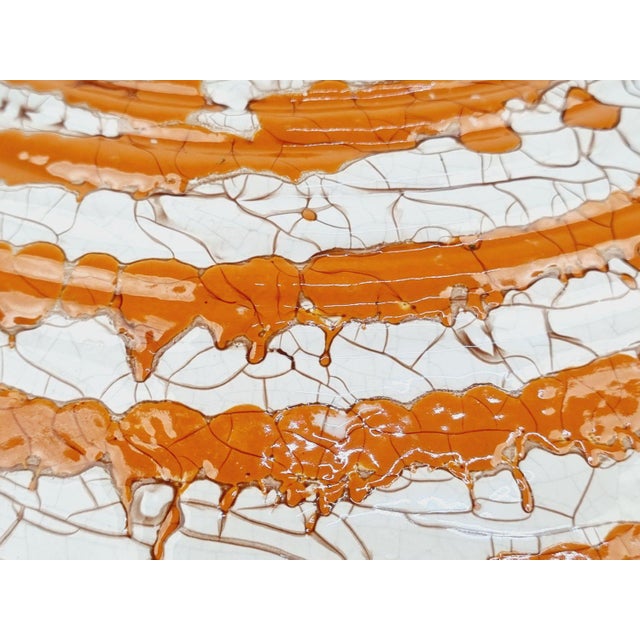 Orange Orange Ceramic Decorative Plate with Spiral Motif by Géza Gorka, 1960s For Sale - Image 8 of 12