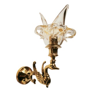 Swan Wall Lamp with Murano Glass, 1970s For Sale