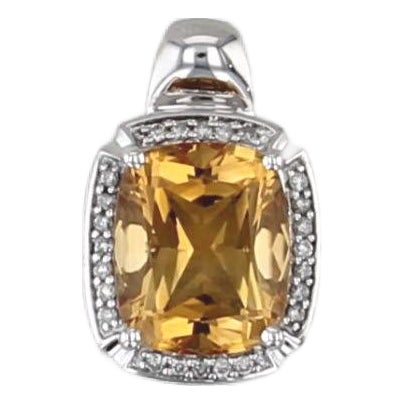 5.16ctw Cushion Citrine Diamond Halo Pendant 14k White Gold For Sale