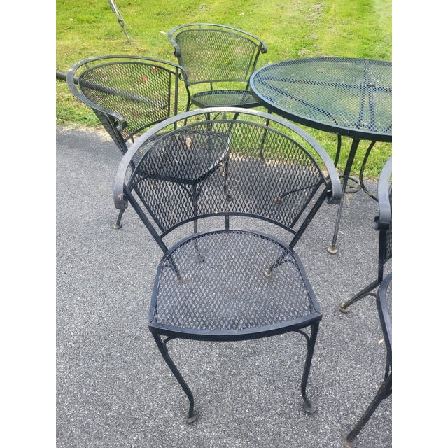 Mid 20th Century Wrought Iron Mid Century Style Table & 6 Chairs For Sale - Image 4 of 5