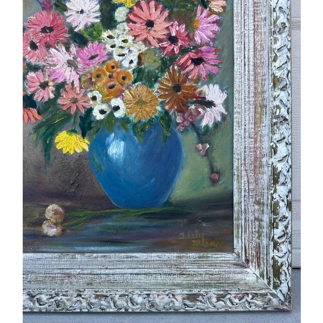 1940s Wpa Suffragist Artist Adele Clark Framed Rare Floral Impressionist Oil Painting For Sale - Image 15 of 18
