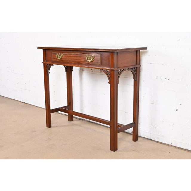 Councill Furniture Georgian Carved Banded Mahogany Console Table For Sale - Image 12 of 12
