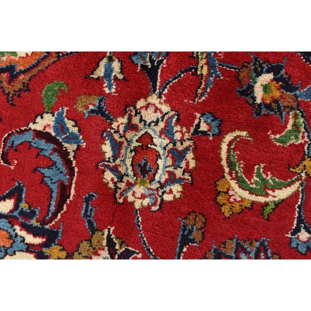 Mashad Rug 9’9” X 13’1” Red Wool Vintage Traditional Hand-Knotted Carpet For Sale - Image 11 of 15