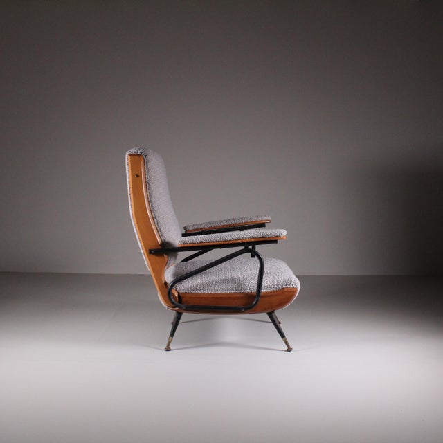 Set of Italian Reclining Chairs in Bouclé, 1960 For Sale - Image 12 of 13