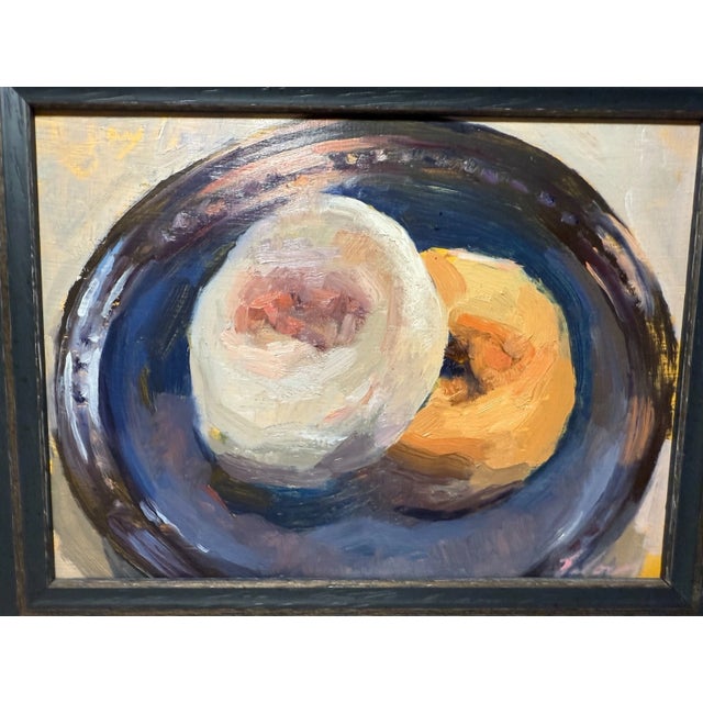 Expressionism 1990s Original Expressionism Stefanie Lalor 2 Donuts Still Life Oil Painting on Board For Sale - Image 3 of 12