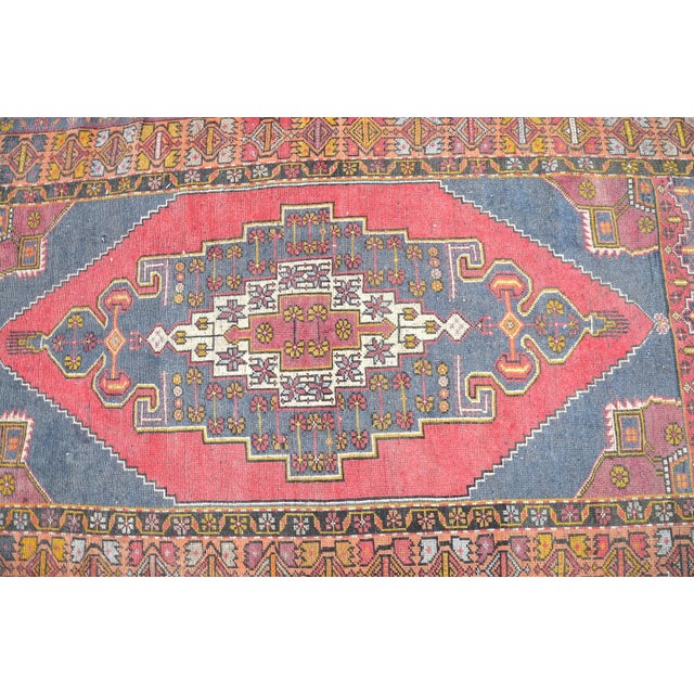 Navy Blue Vintage Nomadic Area Rug For Sale - Image 8 of 11