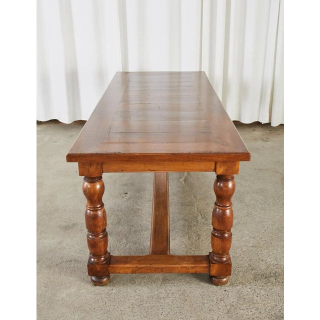 Country French Provincial Fruitwood Farmhouse Trestle Dining Table For Sale In Sacramento - Image 6 of 13