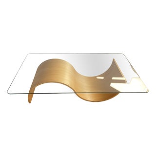 Wave Coffee Table in Beech and Glass by Hjellegjerde, Norway, 1990s For Sale