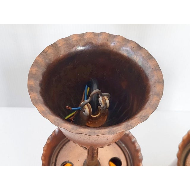Brustalist Ceiling Lights in Copper and Plastic, 1970s, Set of 2 For Sale - Image 4 of 10