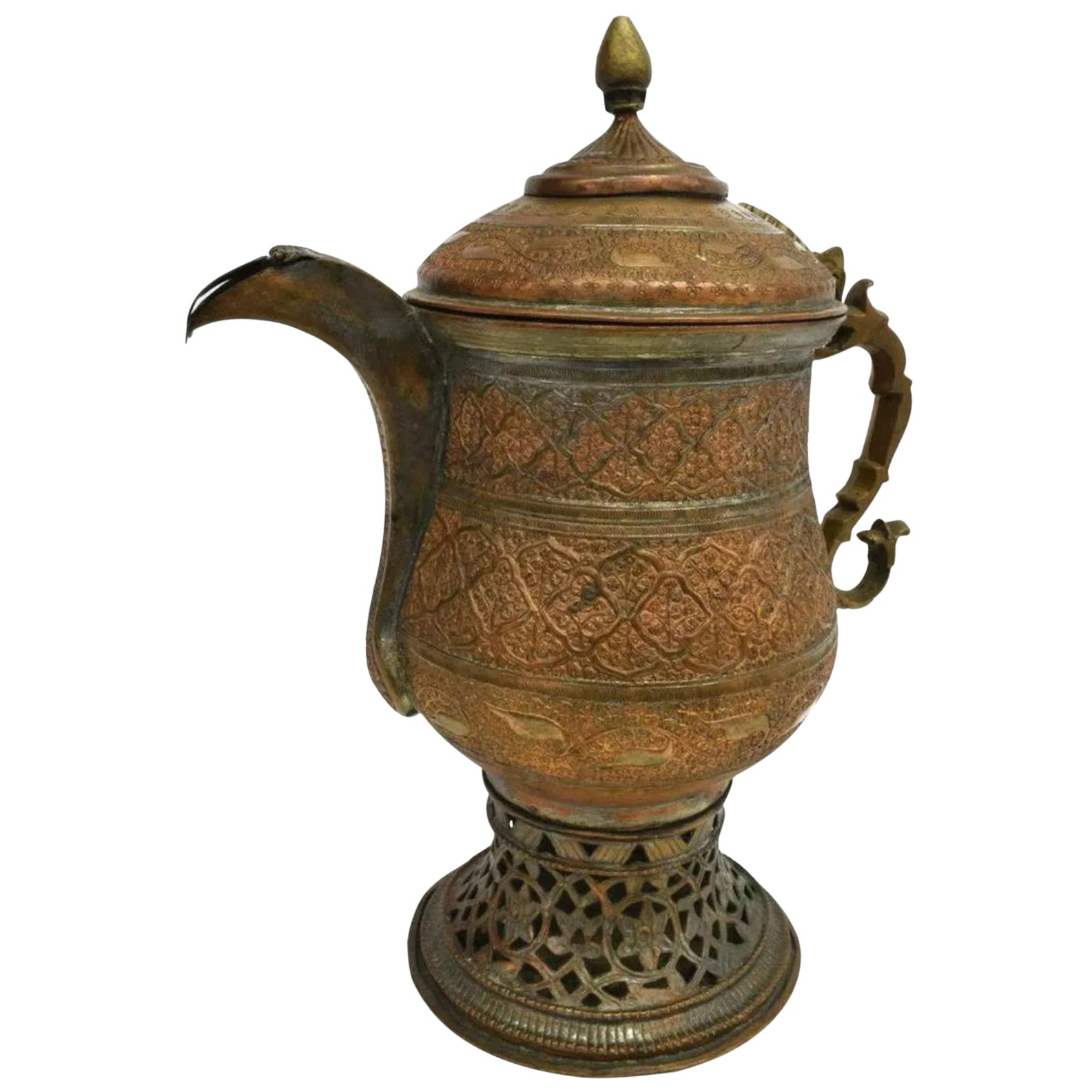 19th Century Kashmiri Copper Samovar Kettle Chairish