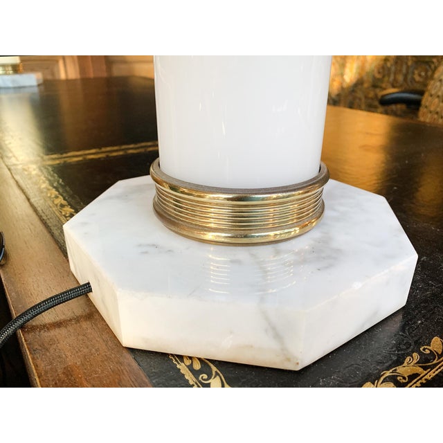 Midcentury Pair of Italian Glass & Marble Table Lamps For Sale - Image 10 of 12