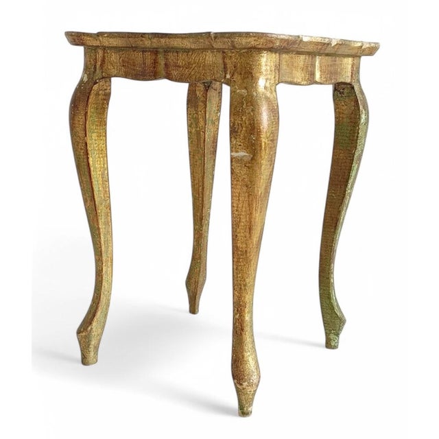 Rococo 18th Century Florentine Rococo Revival Italian Gilt Accent Side Table, 1950s For Sale - Image 3 of 14