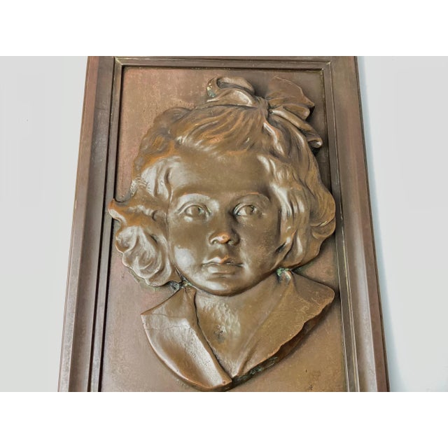 Traditional Bronze Portrait Plaque of a Young Girl For Sale - Image 3 of 8