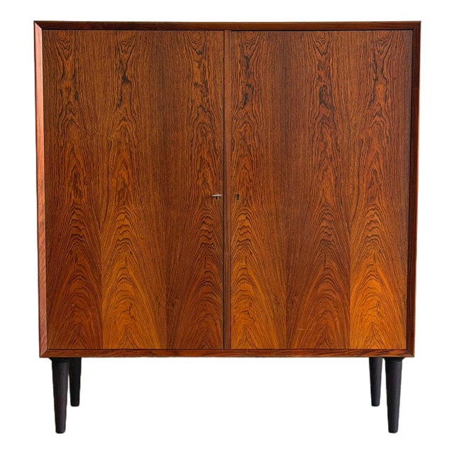 1960s Mid-Century Danish Rosewood Cabinet - Vintage Scandinavian Storage Cupboard With Shelves For Sale